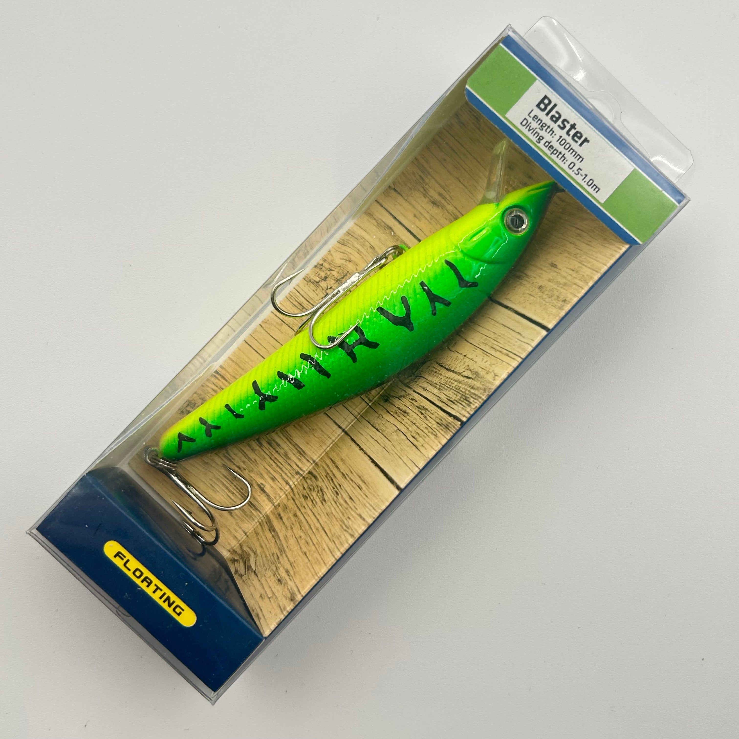 Zebco Blaster Wobbler / Kunstköder mit Drillingshaken grün/gelb