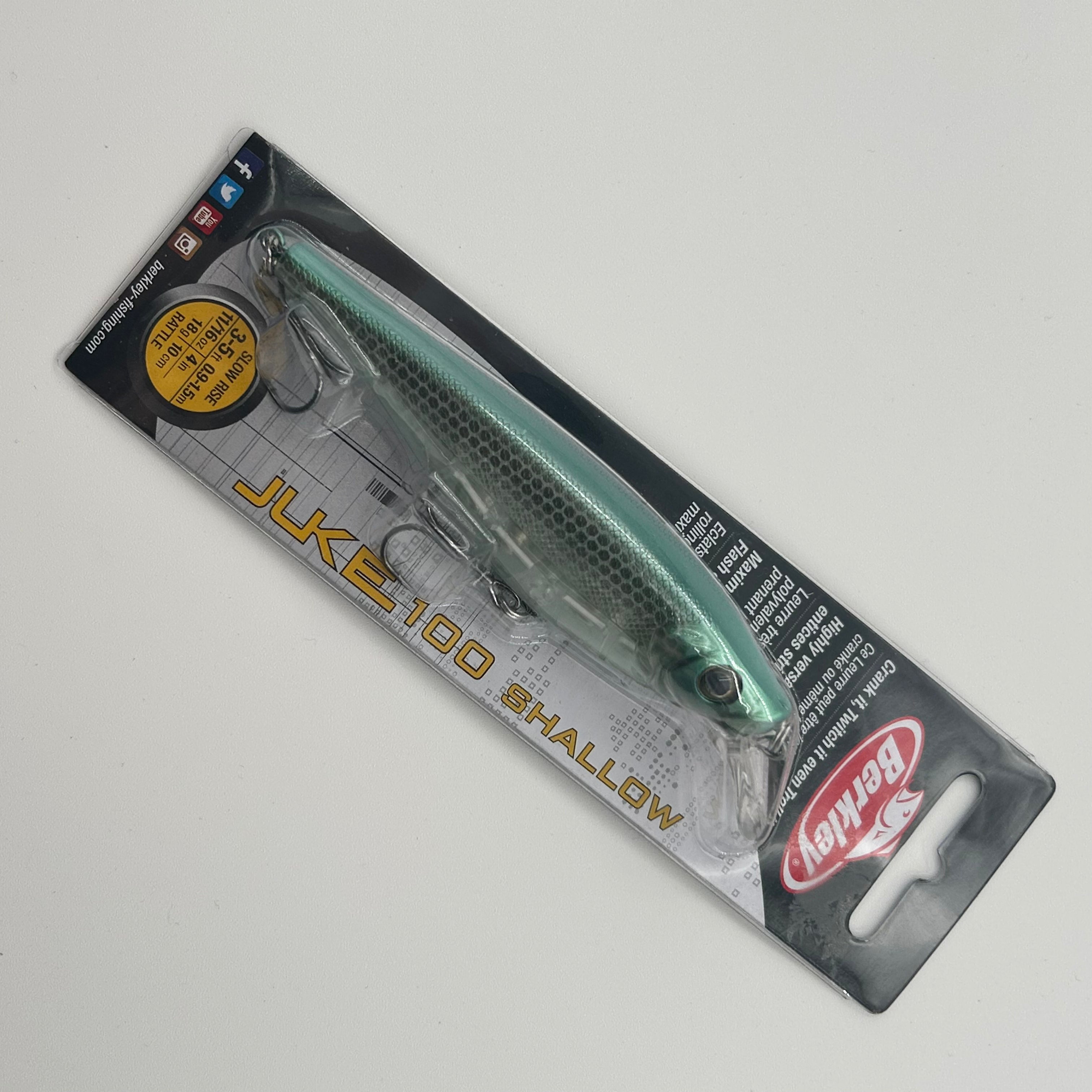 Berkley Juke 100 Wobbler / Kunstköder mit Drillingshaken grün/silber 9,2g