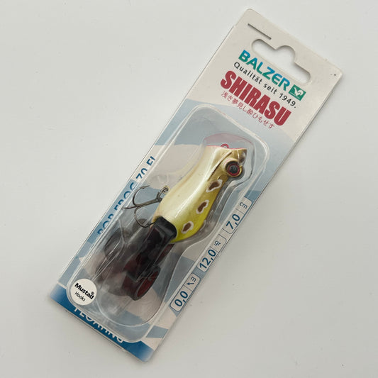 Balzer Shirasu Pop Frog 70 SF Wobbler / Kunstköder mit Drillingshaken gelb 12g