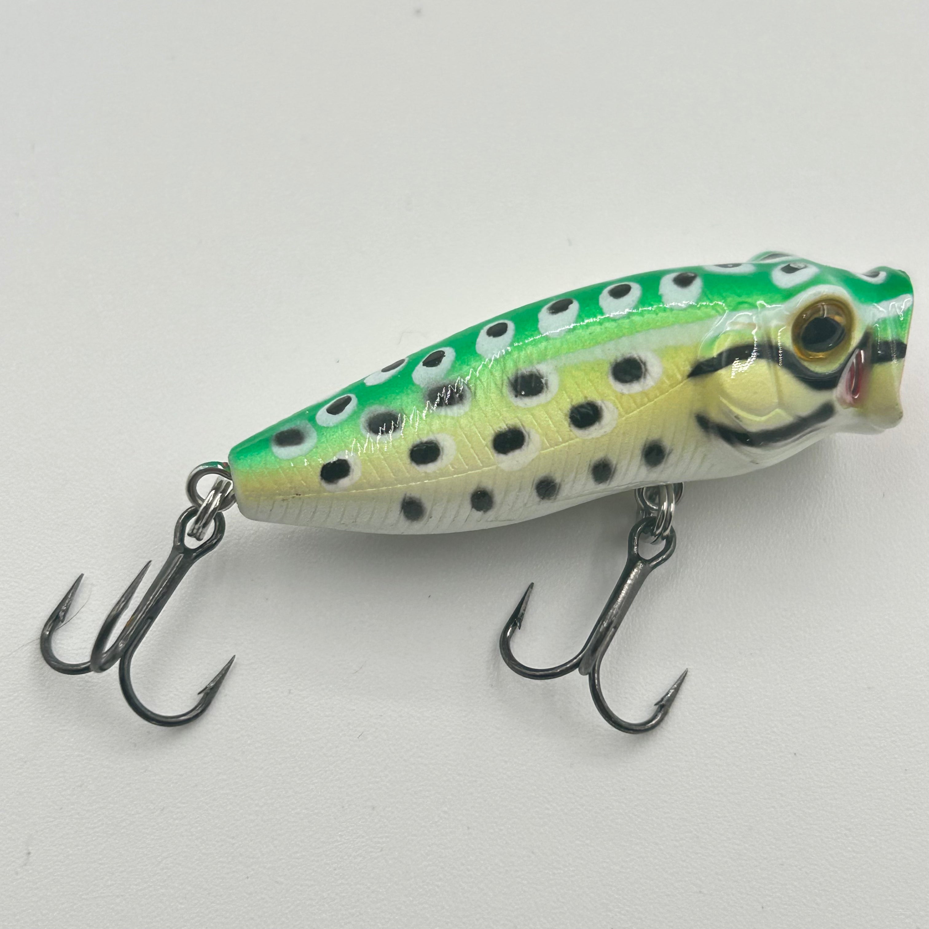 DAM Baby Popper Wobbler / Kunstköder mit Drillingshaken grün/weiß
