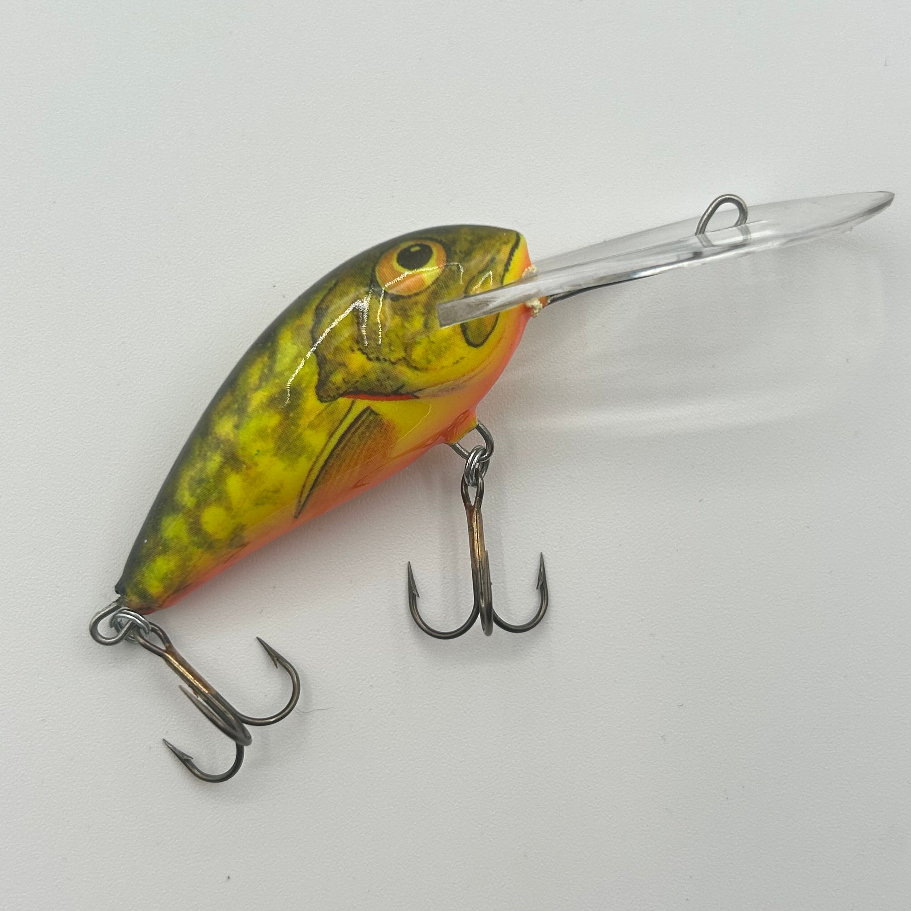Salmo Butcher 5SDR Wobbler / Kunstköder mit Drillingshaken grün/gelb/orange 6g