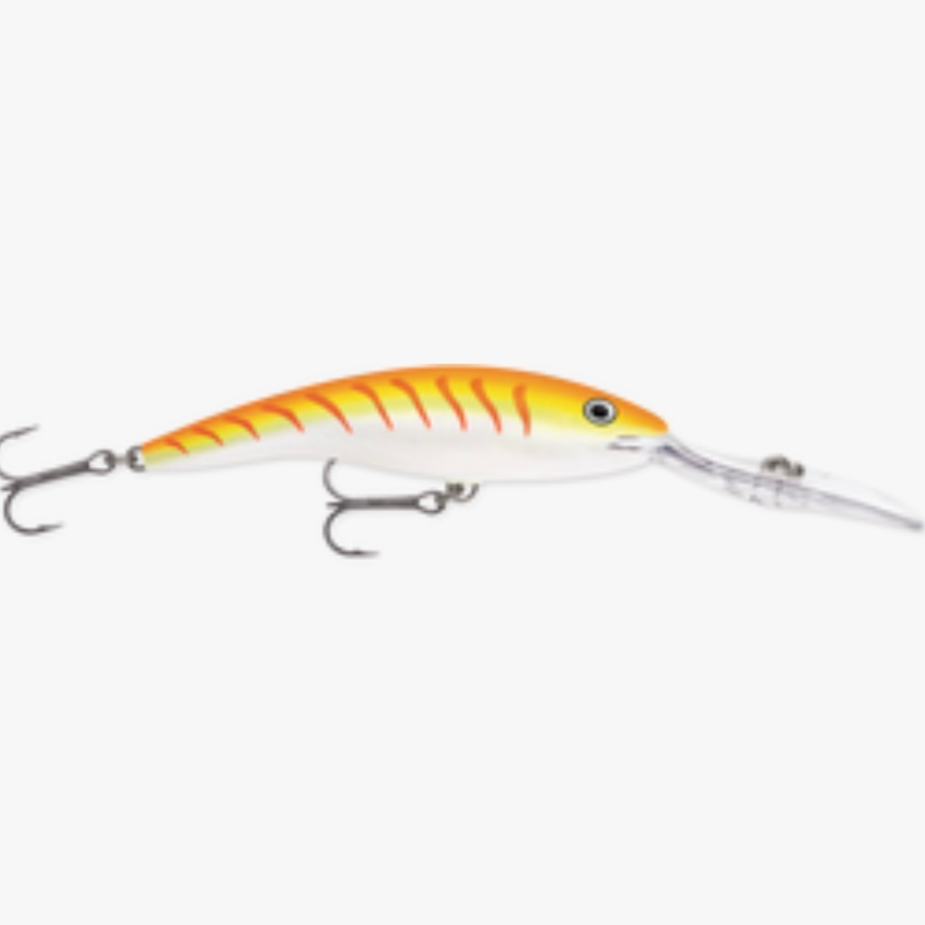 Rapala Deeptail Dancer TDD-11 Wobbler / Kunstköder mit Drillingshaken Orange Tiger UV 22g