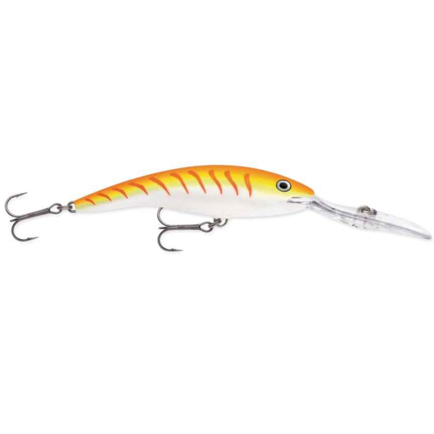 Rapala Deeptail Dancer TDD-9 Wobbler / Kunstköder mit Drillingshaken Orange Tiger UV 13g