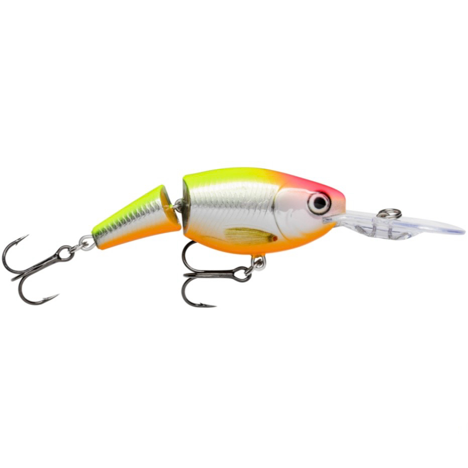 Rapala Jointed Shad Rap JSR-9 Wobbler / Kunstköder mit Drillingshaken Clown Silver 25g
