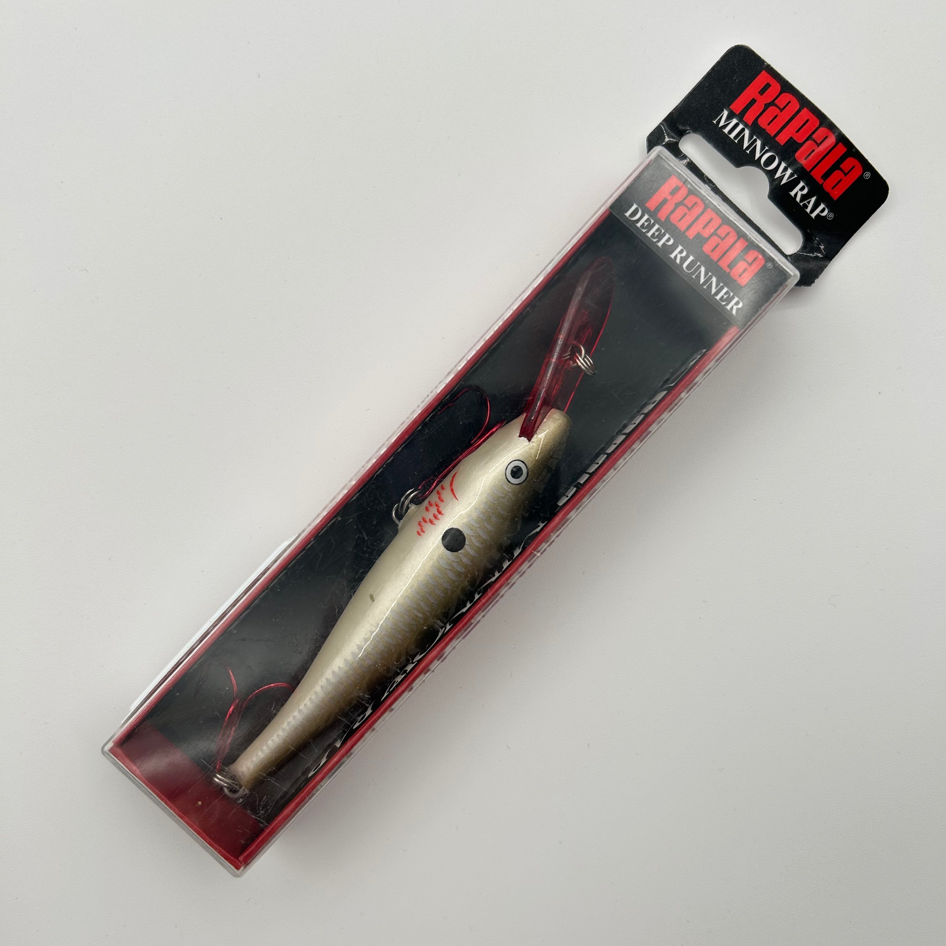 Rapala Minnow Rap MR-9 Wobbler / Kunstköder mit Drillingshaken Bleeding Pearl 9g