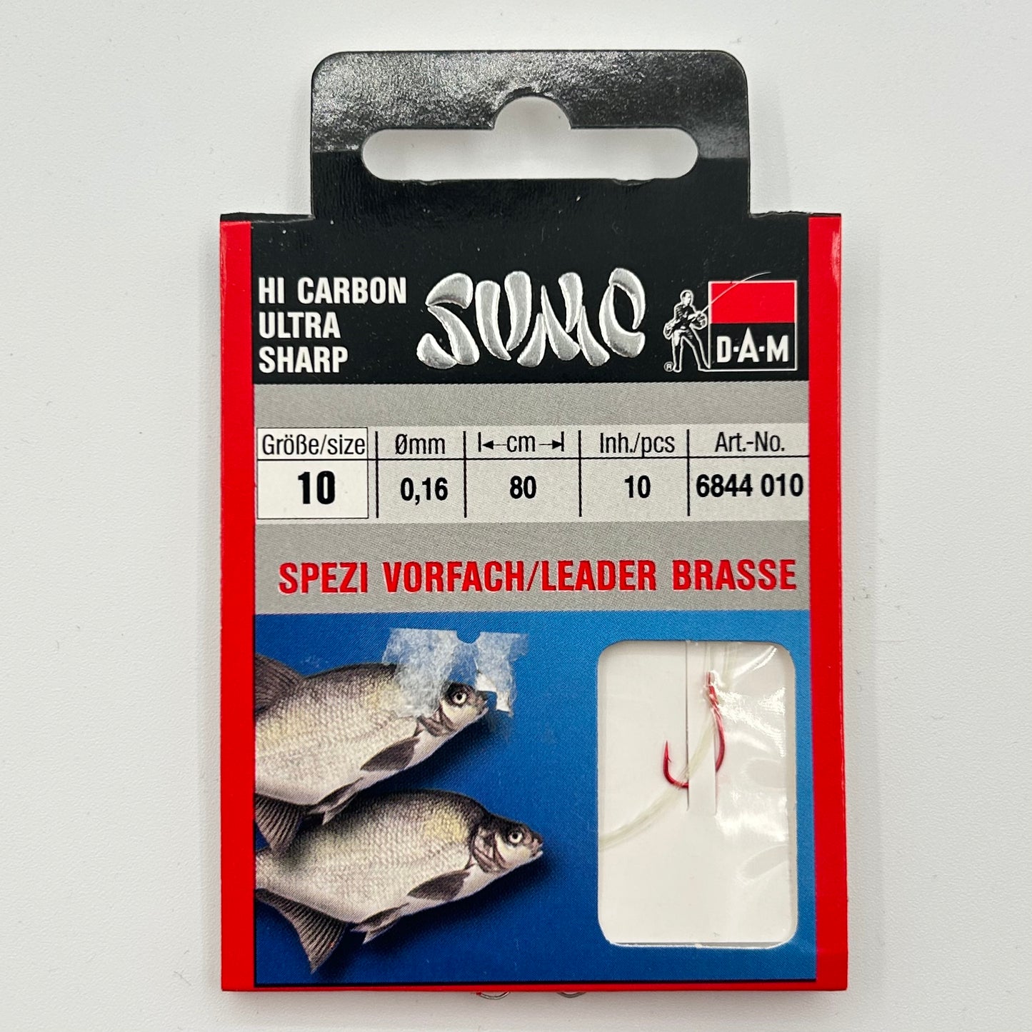 DAM Sumo Spezi Vorfach Leader mit Haken Brasse 10 Stk.