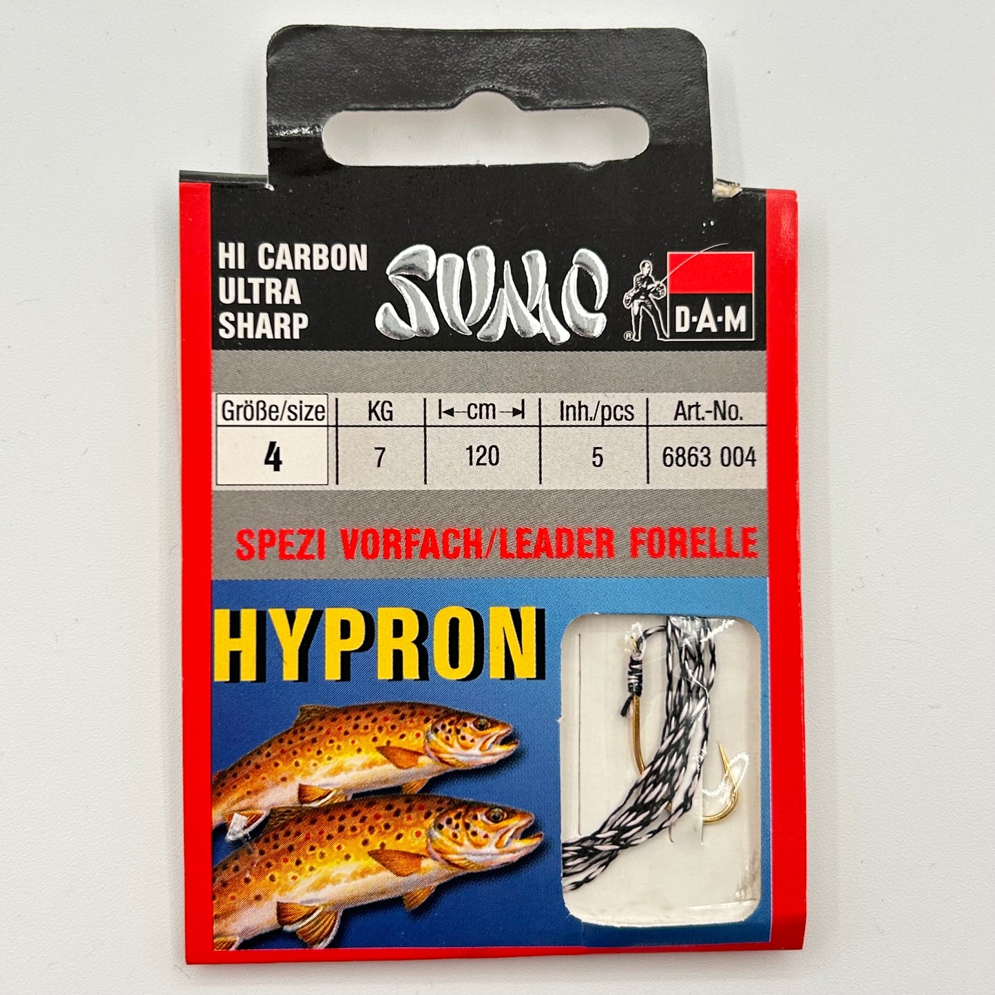DAM Sumo Spezi Vorfach Leader mit Haken Forelle 5 Stk.