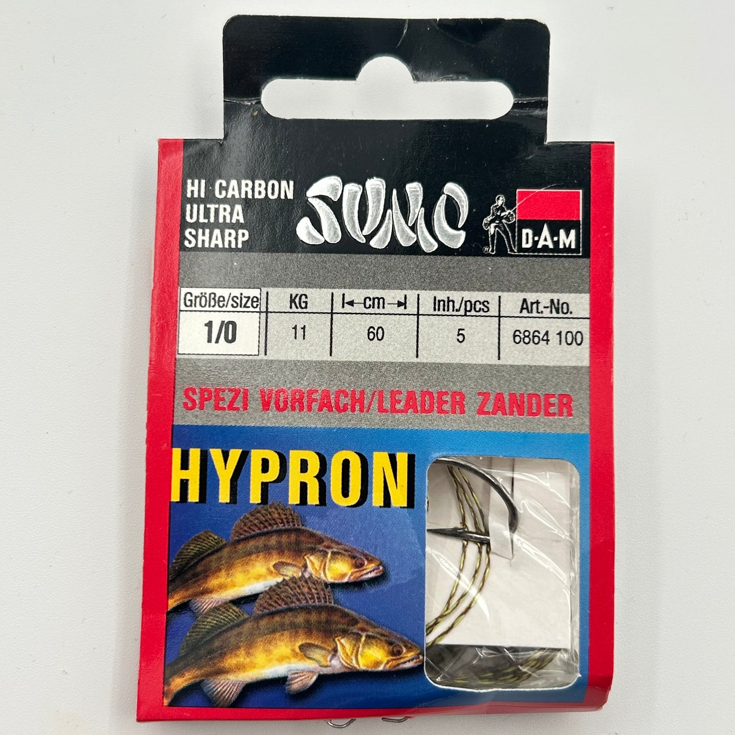 DAM Sumo Spezi Vorfach Leader mit Haken Zander 5 Stk.