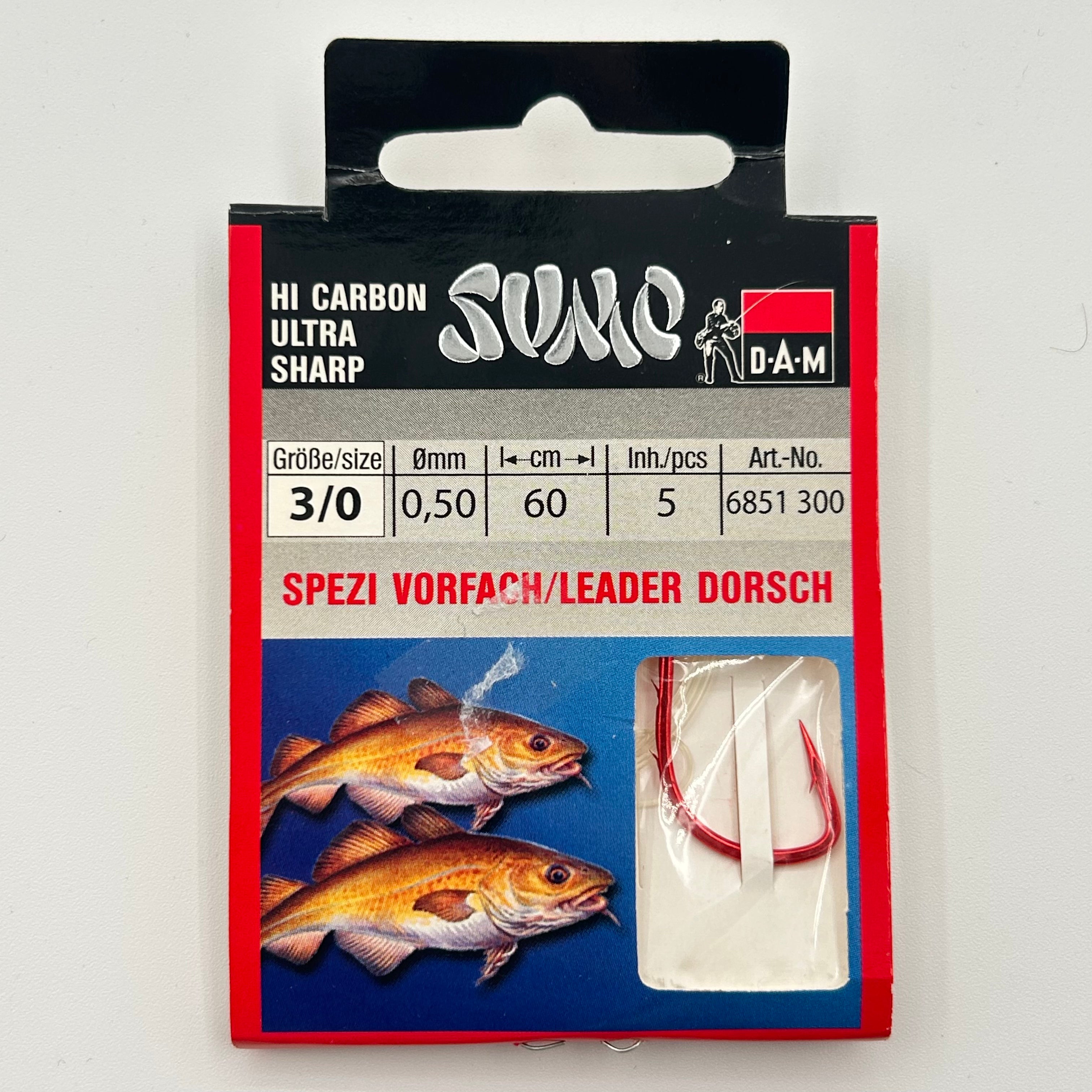 DAM Sumo Spezi Vorfach Leader mit Haken Dorsch 5 Stk.