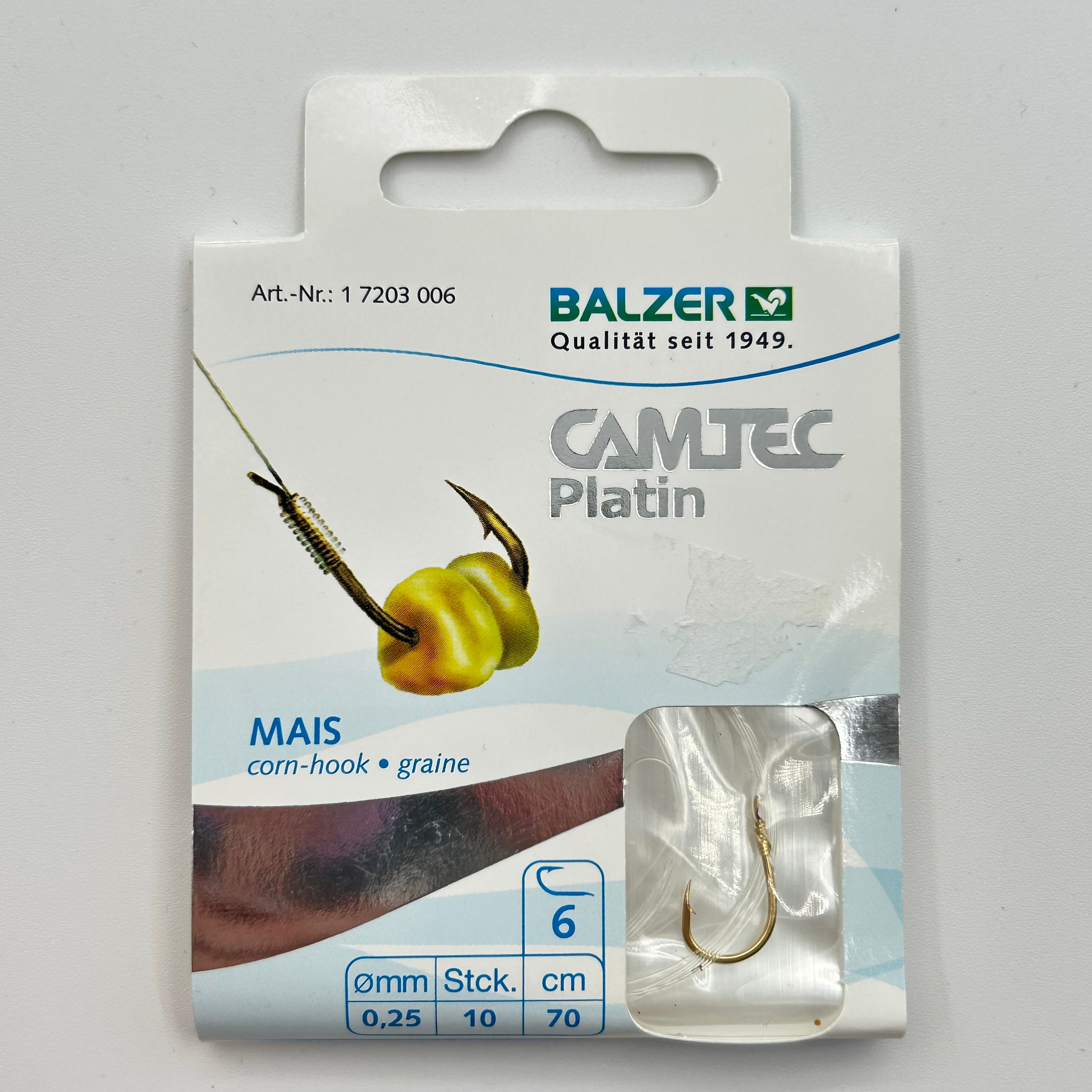 Balzer Camtec Platin Vorfach mit Haken Mais 10 Stk.