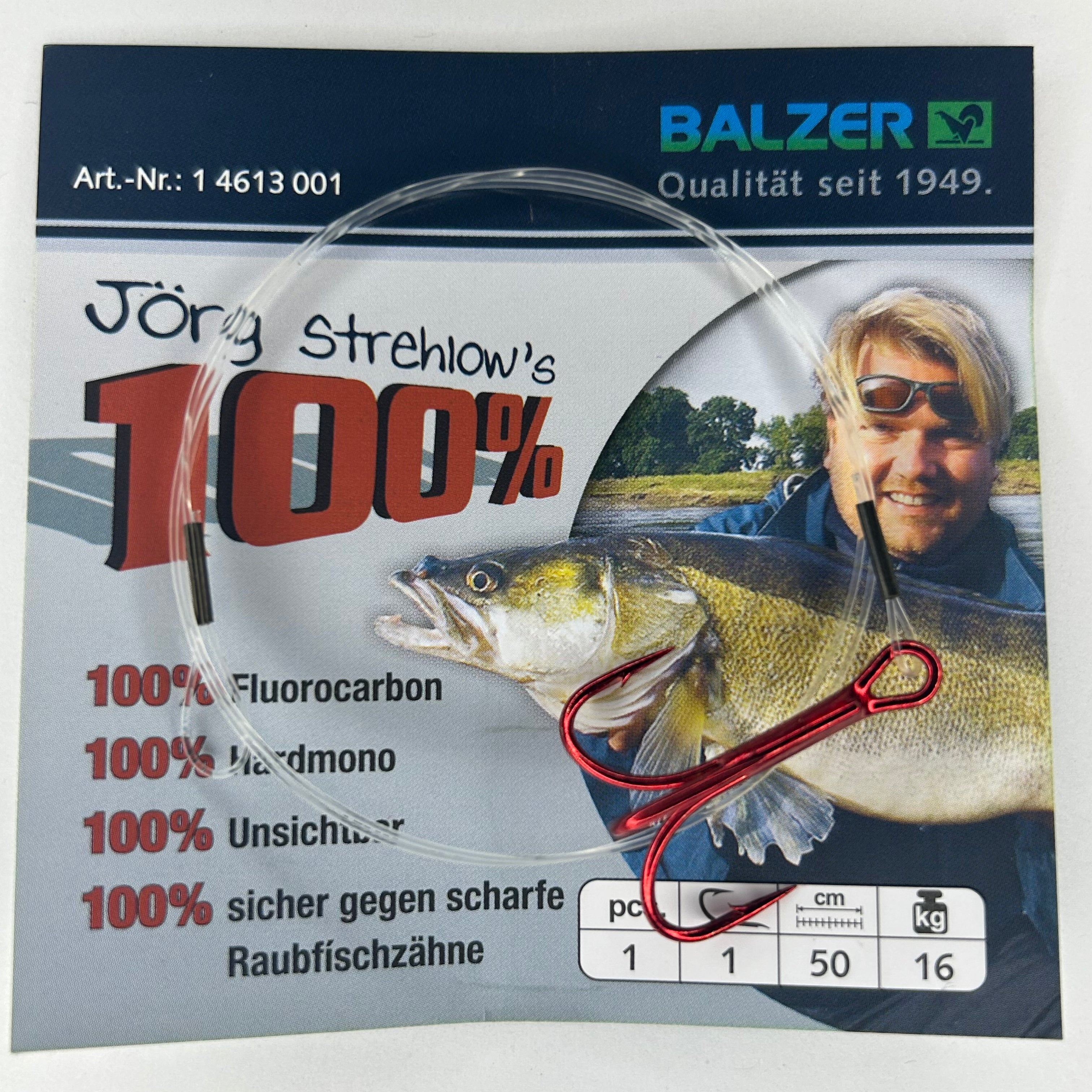 Balzer Jörg Strehlow Fluorocarbonvorfachschnur Drillingshaken
