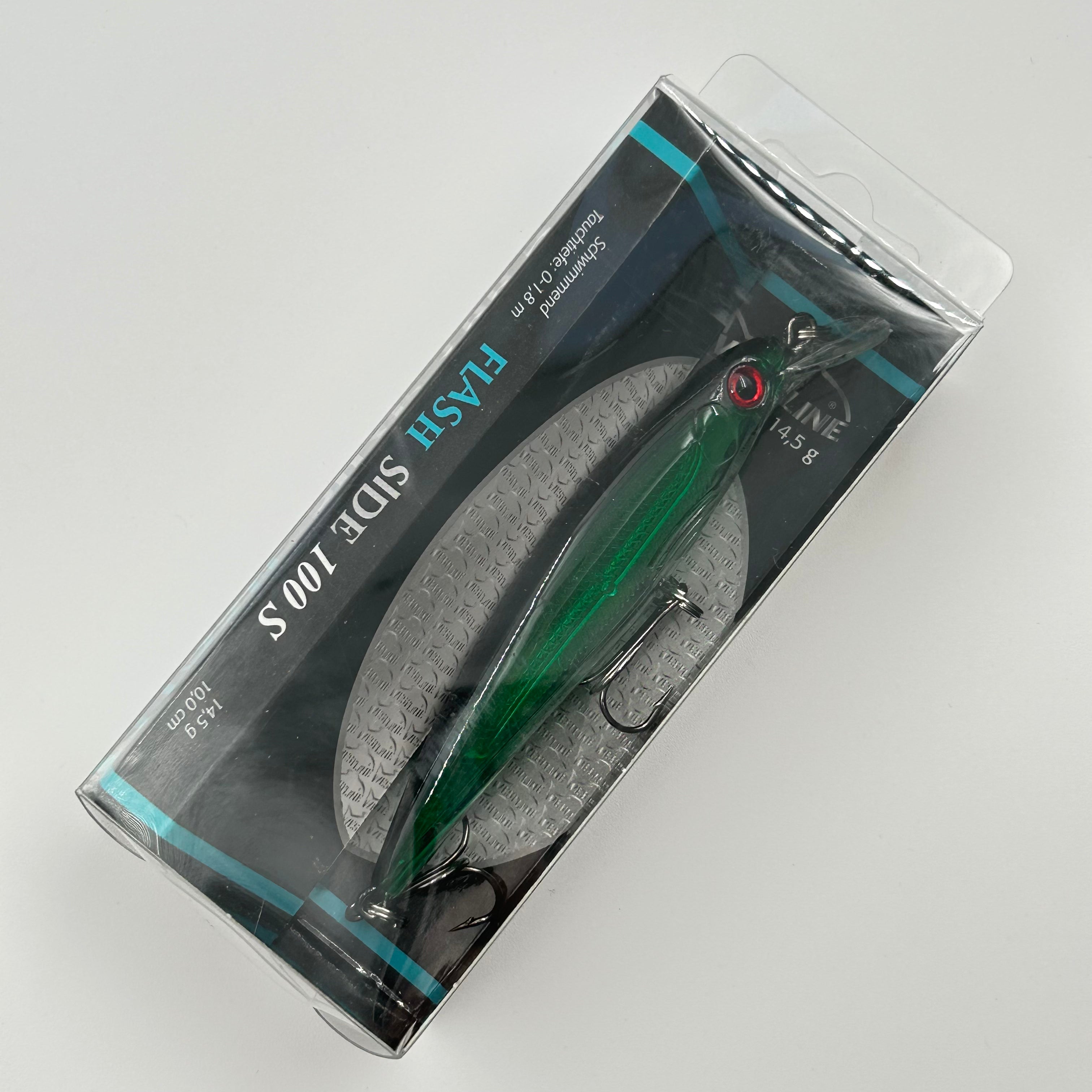 Westline Flash Side 100 S Wobbler / Kunstköder mit Drillingshaken schwarz grün 14,5g