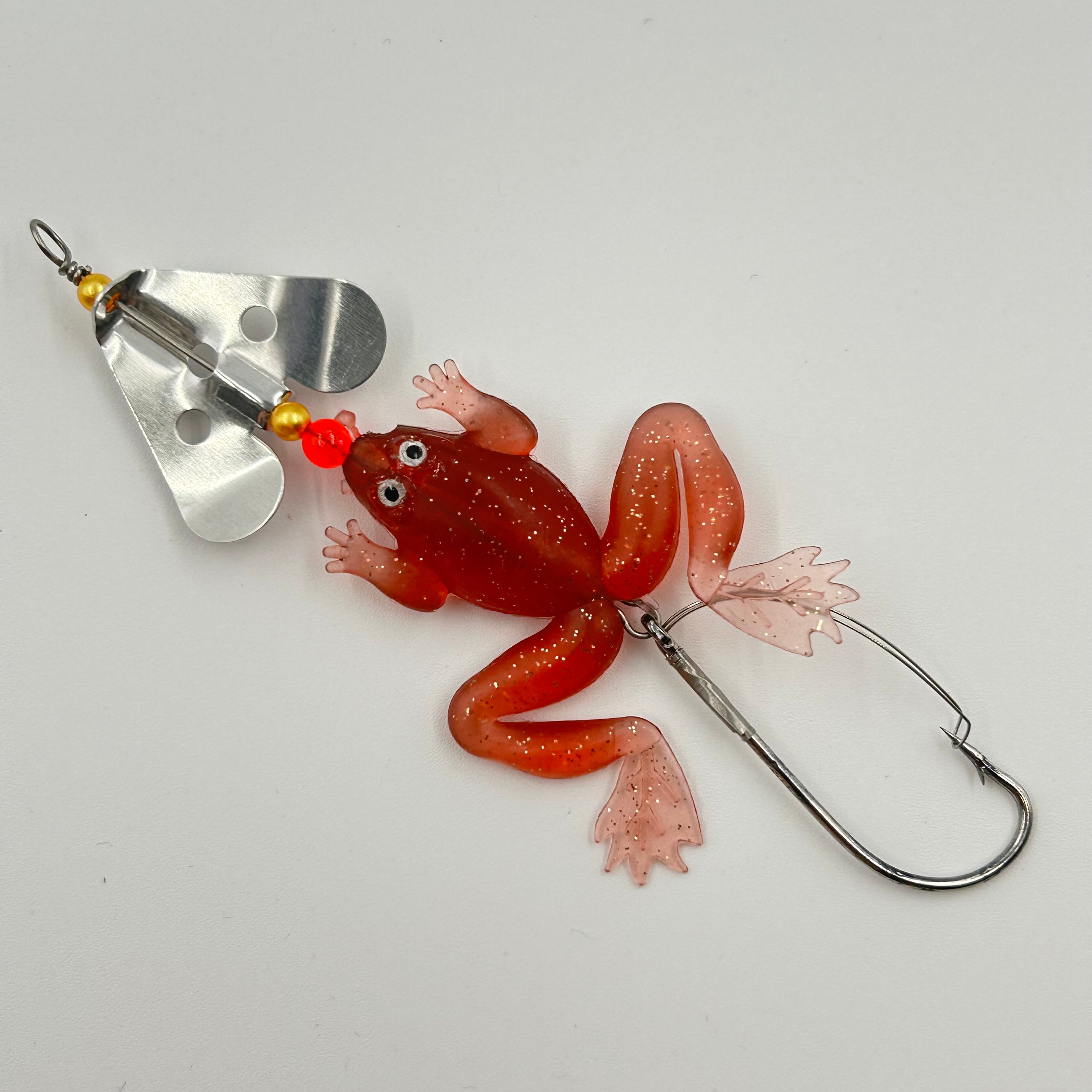 Macho Fishing Spinner Frosch Wobbler / Kunstköder mit Haken Krautschutz rot