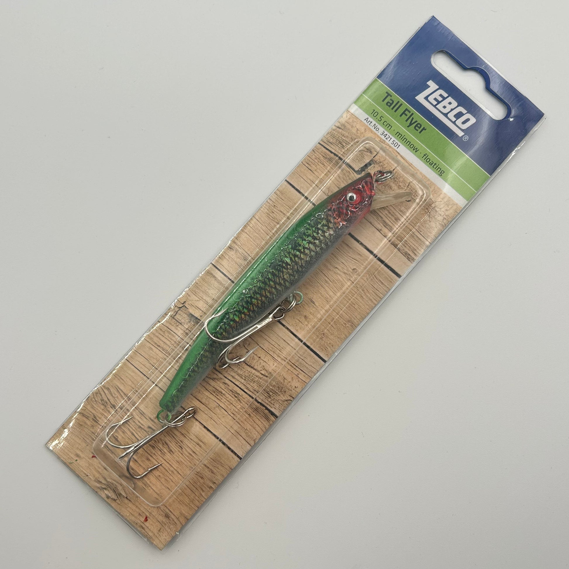 Zebco Tall Flyer Wobbler / Kunstköder mit Drillingshaken grün/weiß