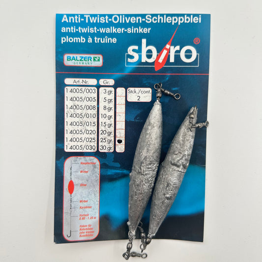 Balzer Anti Twist Oliven Schleppblei 2 Stk.