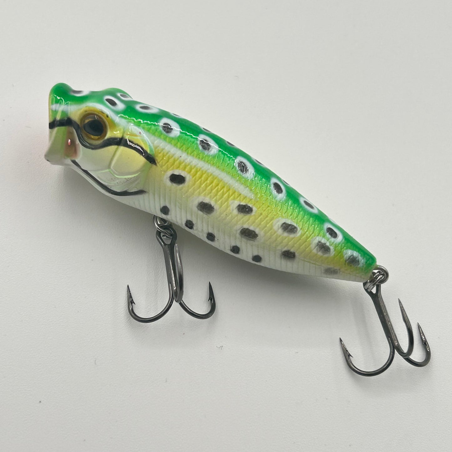 DAM Baby Popper Wobbler / Kunstköder mit Drillingshaken grün/weiß