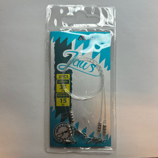 Mikado Jaws Fluorocarbonvorfach mit Wirbel & Öse/Snap 2 Stk.