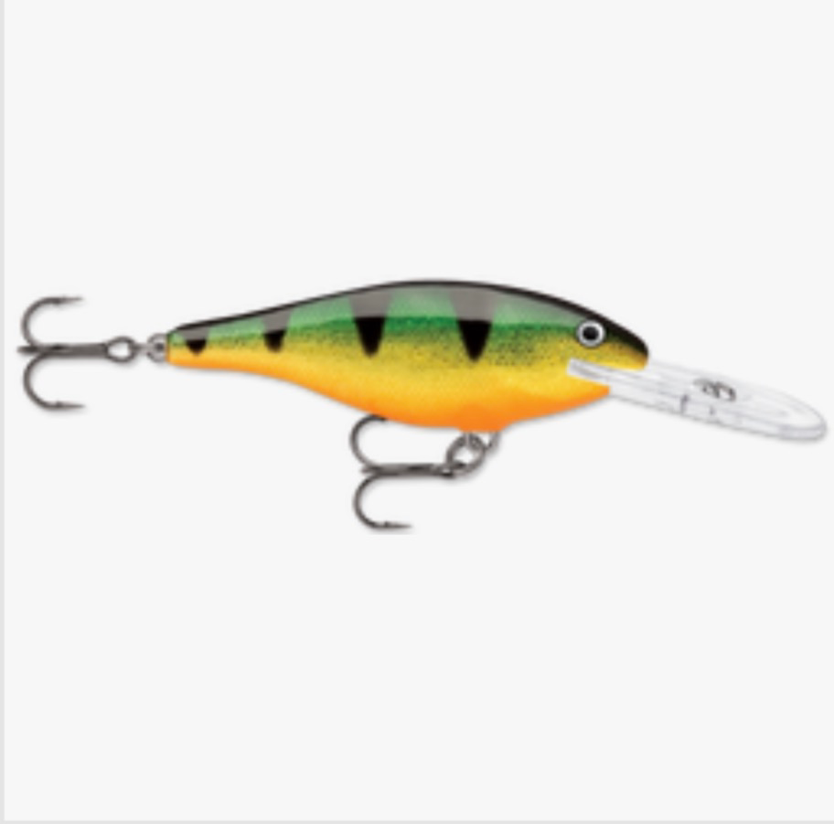Rapala Shad Rap SR-9 Wobbler / Kunstköder mit Drillingshaken Perch 15g