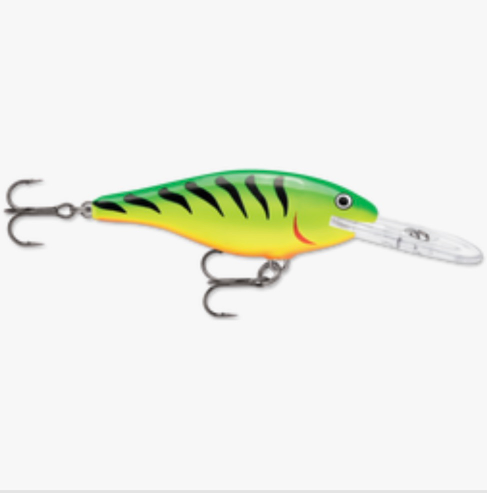 Rapala Shad Rap SR-7 Wobbler / Kunstköder mit Drillingshaken Firetiger 8g