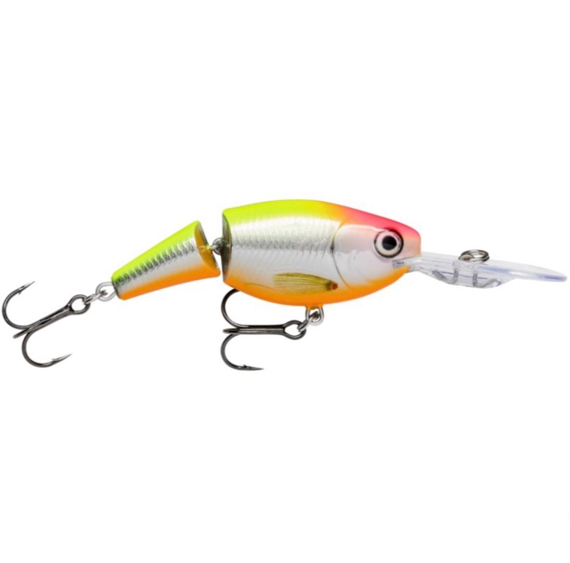 Rapala Jointed Shad Rap JSR-7 Wobbler / Kunstköder mit Drillingshaken Clown Silver 13g