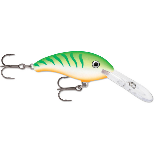 Rapala Shad Dancer Sweeping Tail SDD-5 Wobbler / Kunstköder mit Drillingshaken Green Tiger UV 8g