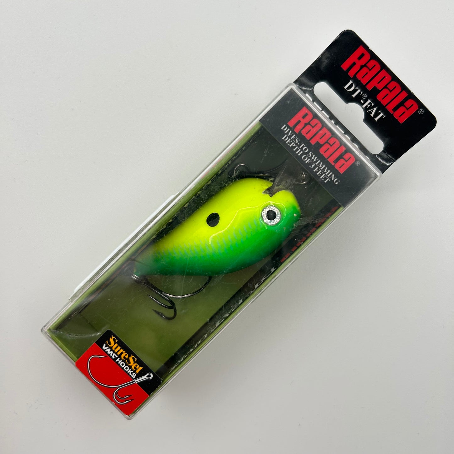 Rapala DTFATSS-3 Wobbler / Kunstköder mit Drillingshaken Green FL Chartreuse 14g