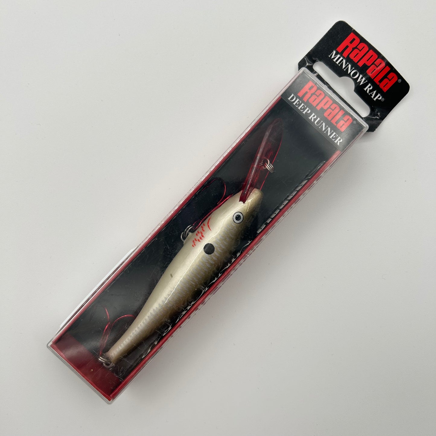 Rapala Minnow Rap MR-9 Wobbler / Kunstköder mit Drillingshaken Bleeding Pearl 9g