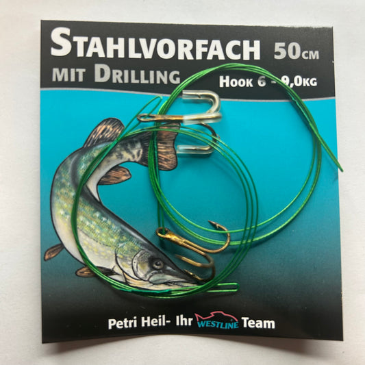 Westline Stahlvorfach mit Drillingshaken