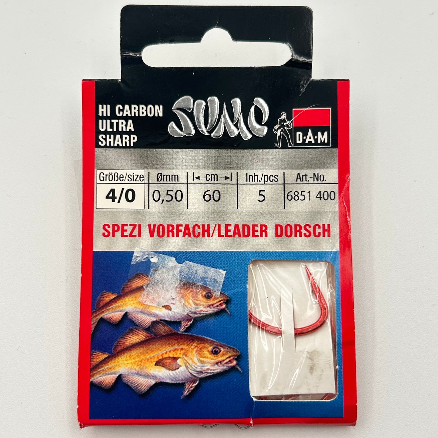 DAM Sumo Spezi Vorfach Leader mit Haken Dorsch 5 Stk.
