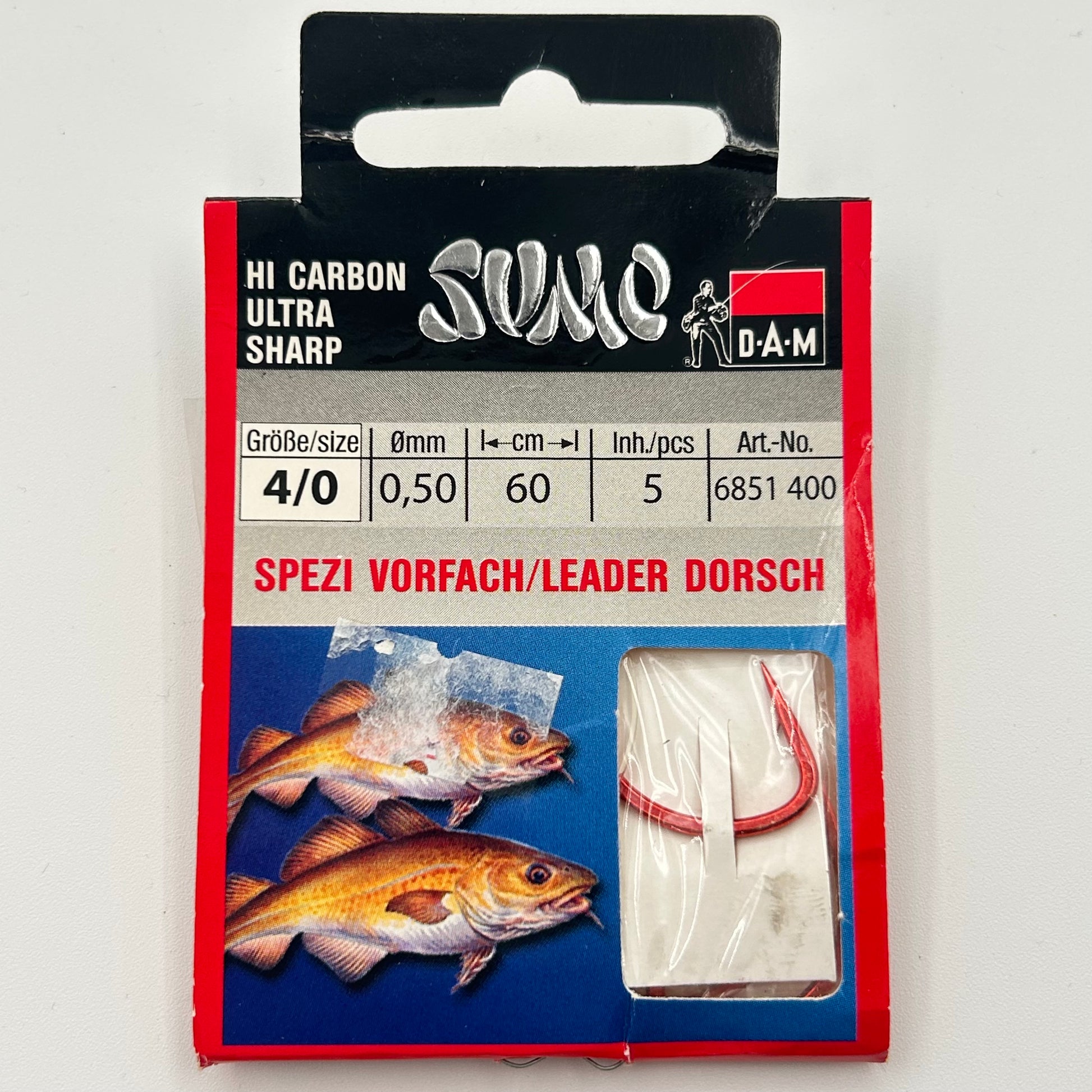 DAM Sumo Spezi Vorfach Leader mit Haken Dorsch 5 Stk.