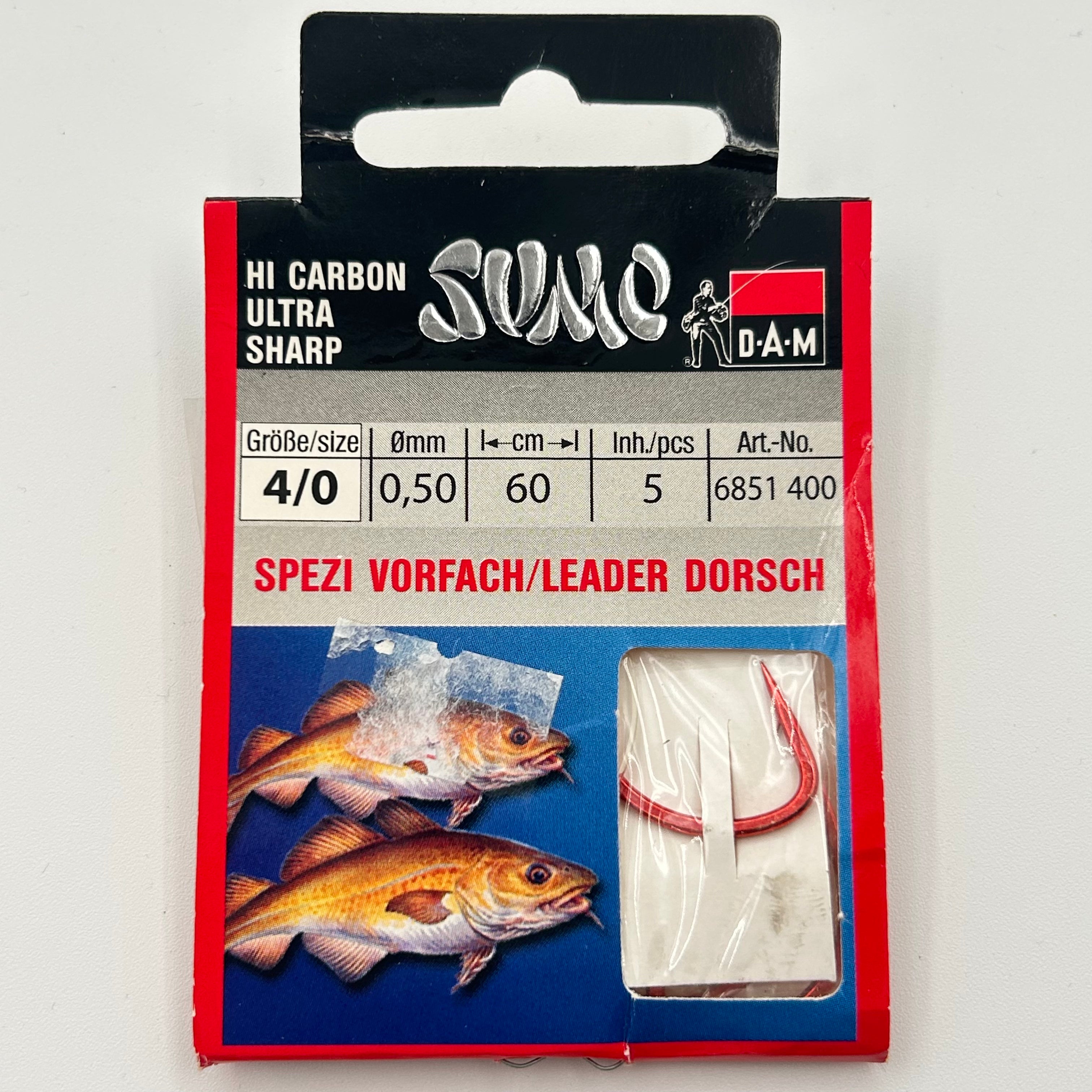 DAM Sumo Spezi Vorfach Leader mit Haken Dorsch 5 Stk.