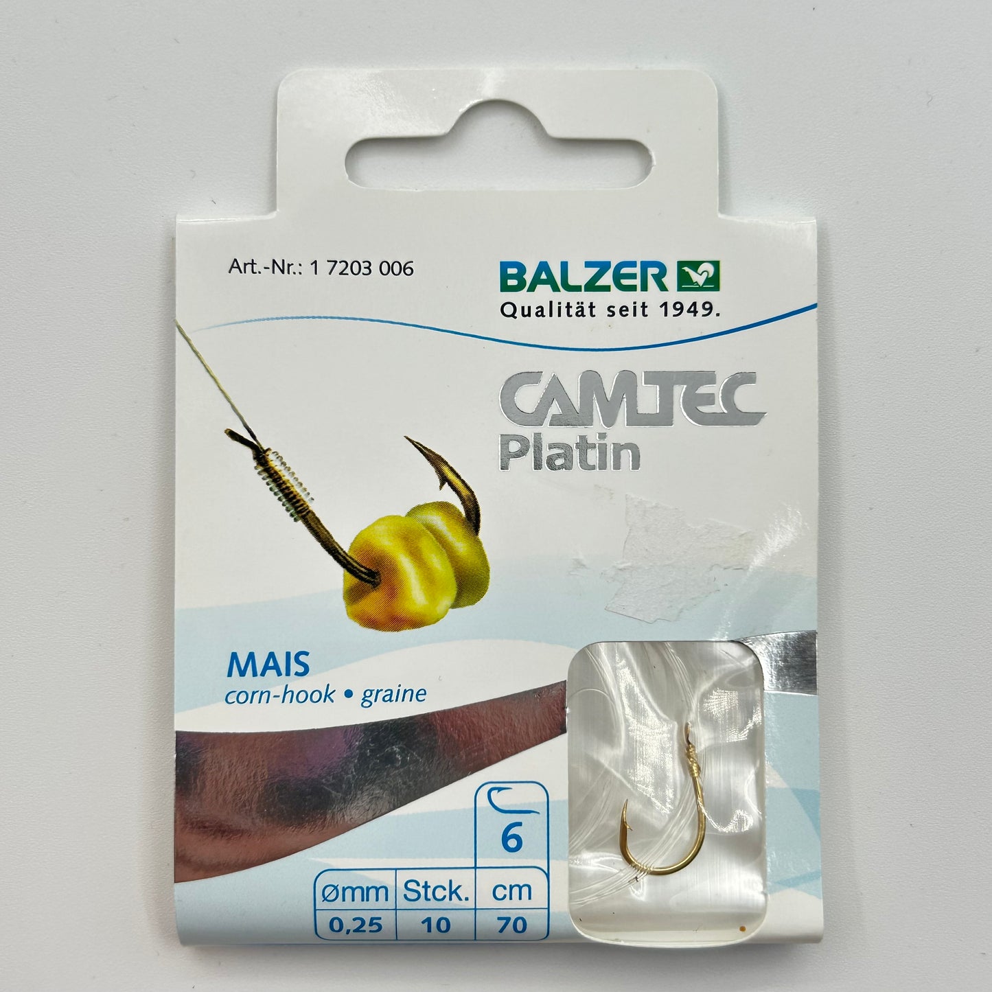Balzer Camtec Platin Vorfach mit Haken Mais 10 Stk.