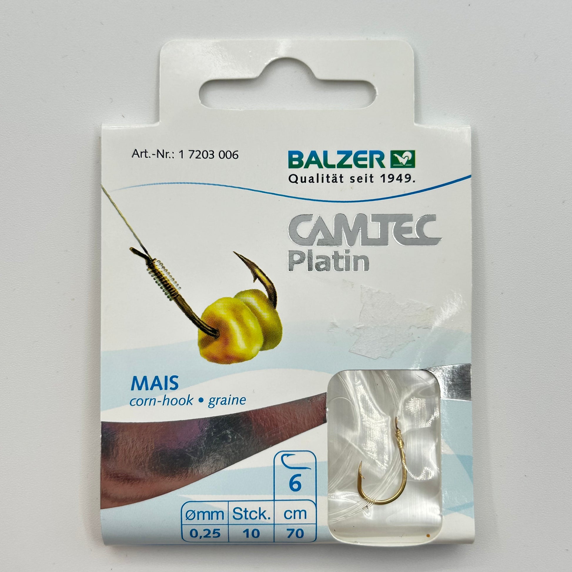 Balzer Camtec Platin Vorfach mit Haken Mais 10 Stk.
