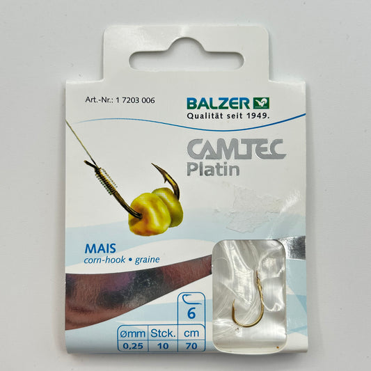 Balzer Camtec Platin Vorfach mit Haken Mais 10 Stk.
