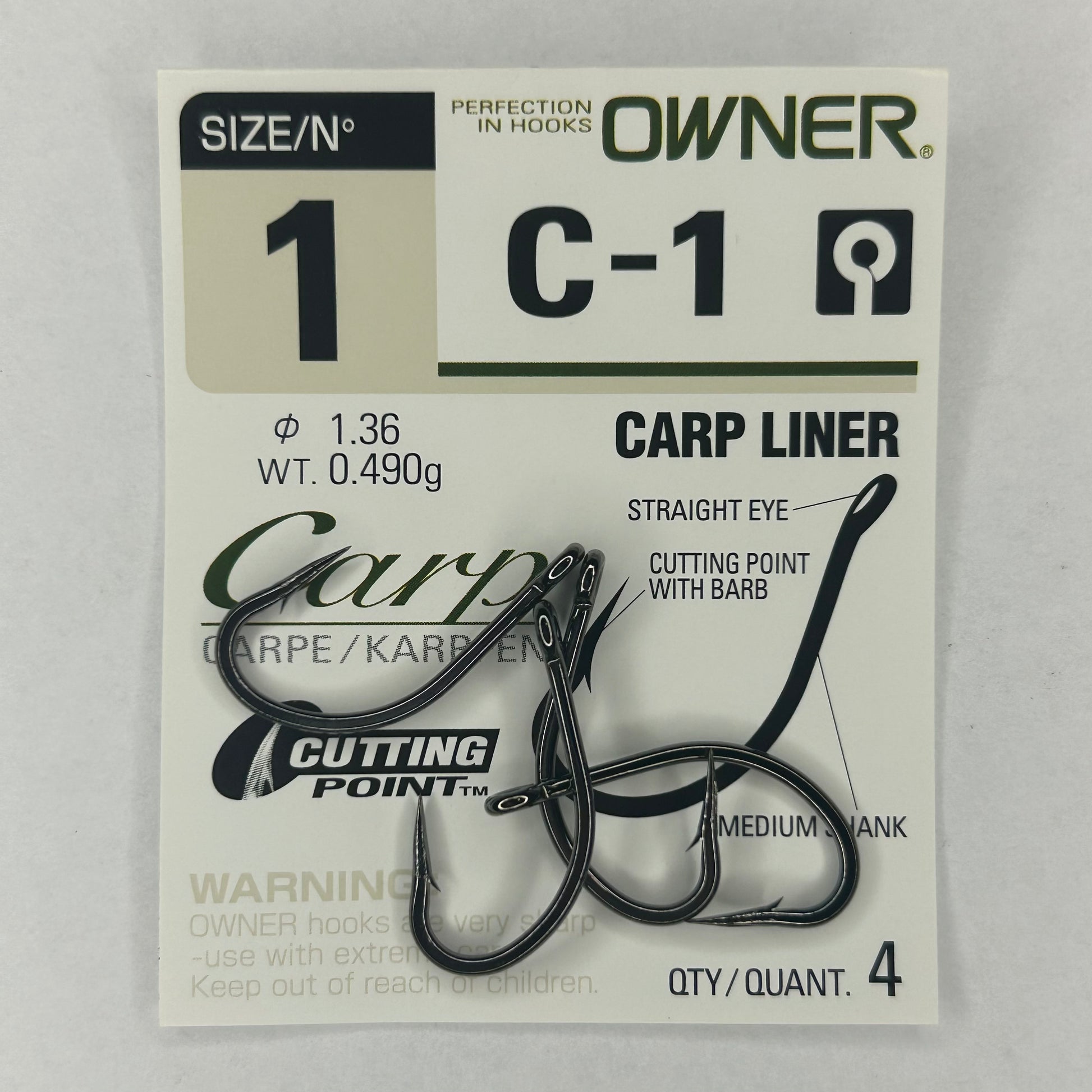 Owner Haken Karpfen Liner C-1 4 Stk.