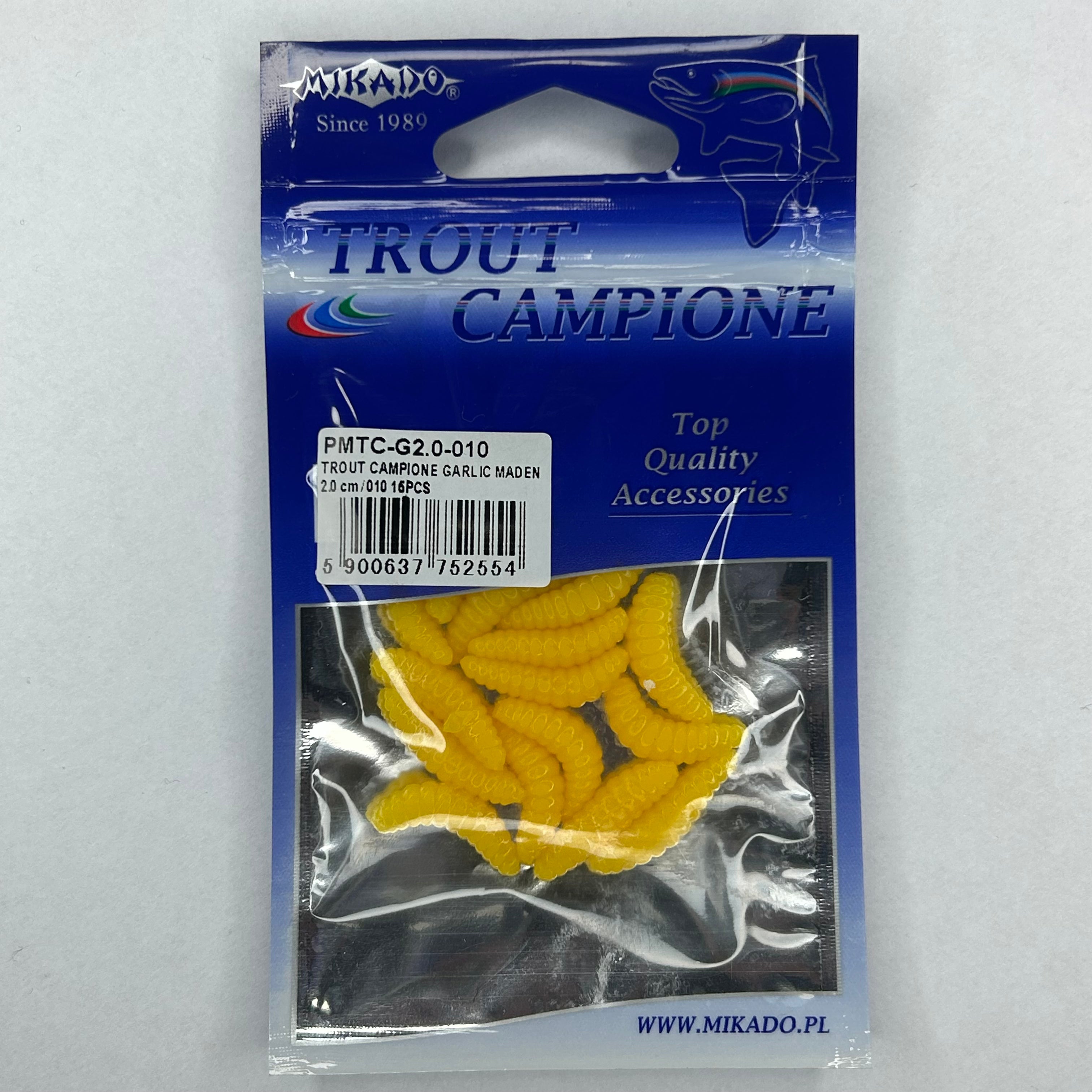 Mikado Wurm Köder gelb Knoblauch 20mm 16 Stk.