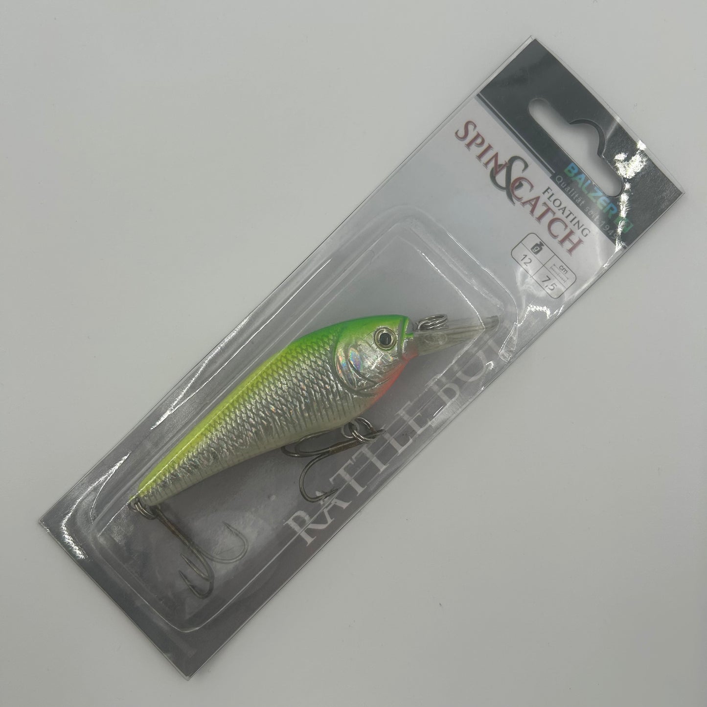 Balzer Spin & Catch Rattle Body Wobbler / Kunstköder mit Drillingshaken 12g