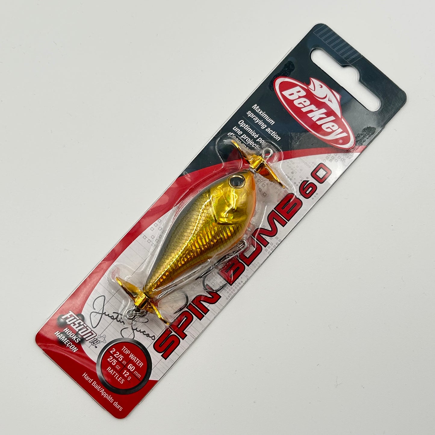 Berkley Spin Bomb 60 Wobbler / Kunstköder mit Drillingshaken gold 12g
