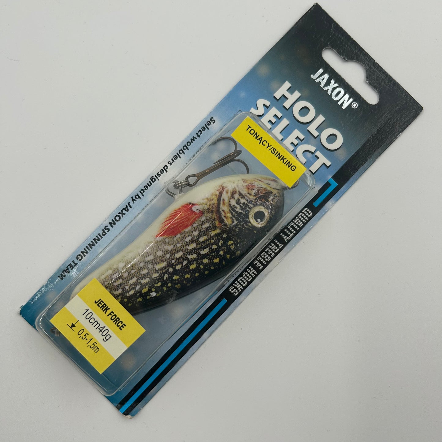 Jaxon Holo Select Jerk Force Wobbler / Kunstköder mit Drillingshaken schwarz weiß 40g