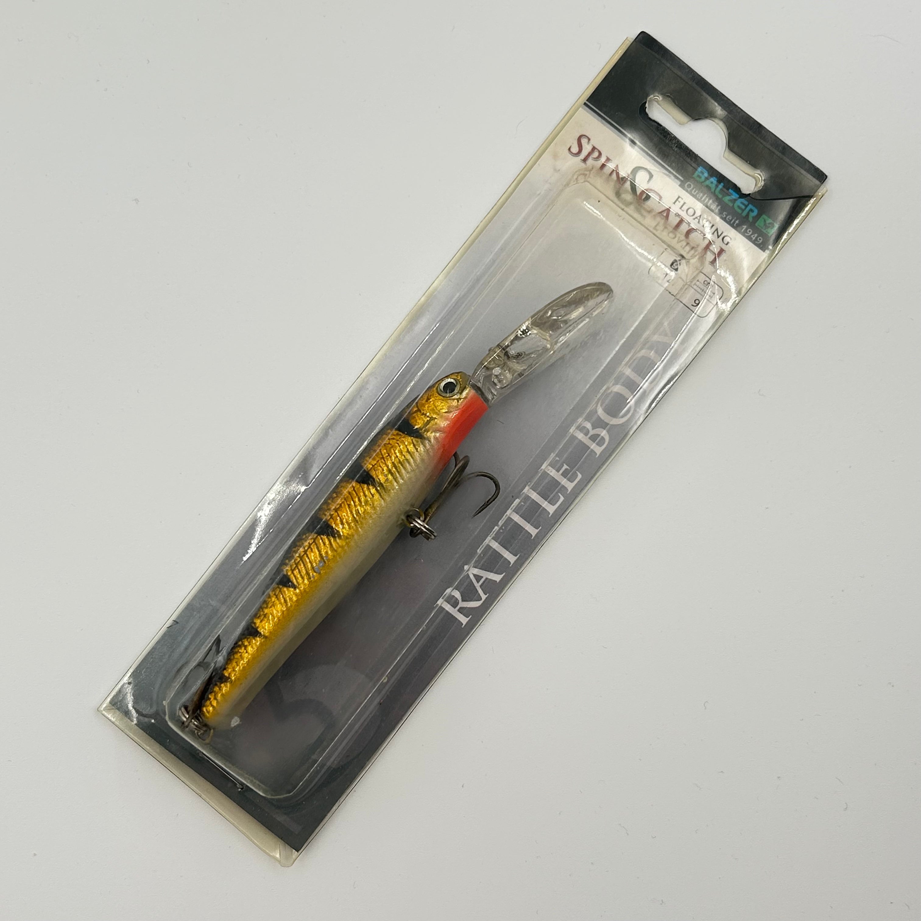 Balzer Spin & Catch Rattle Body Wobbler / Kunstköder mit Drillingshaken schwarz gold 14g