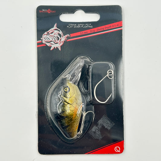 Zebco Quantum Specialist Crank Gipsy FD Flat Diver Floating Wobbler / Kunstköder mit Drillingshaken 14g