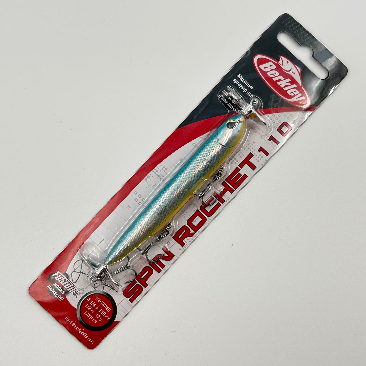Berkley Spin Rocket 110 Wobbler / Kunstköder mit Drillingshaken silber blau 13g