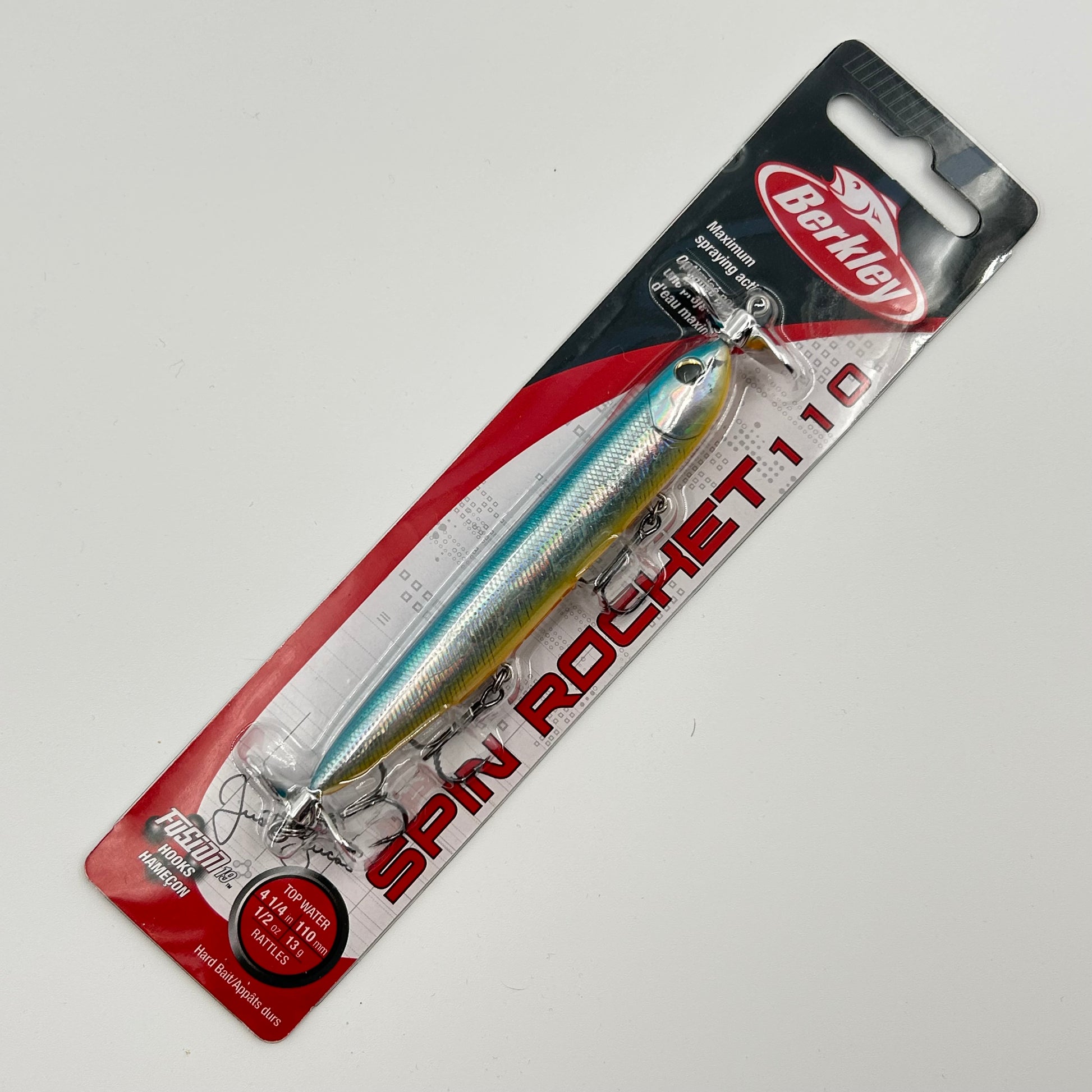 Berkley Spin Rocket 110 Wobbler / Kunstköder mit Drillingshaken silber blau 13g