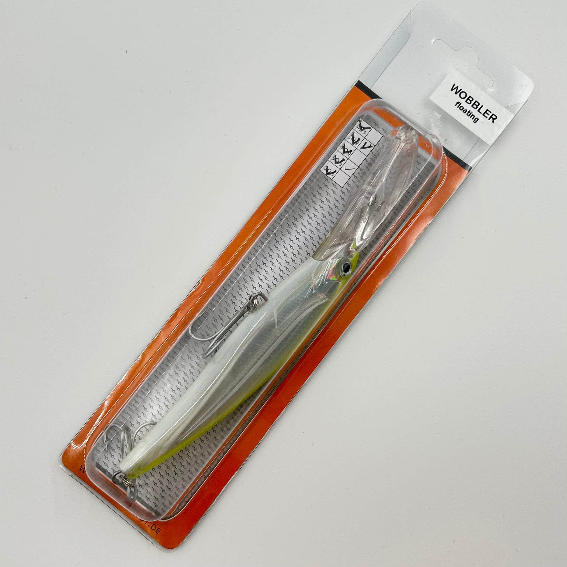 Sänger Wobbler / Kunstköder mit Drillingshaken gelb weiß 50g