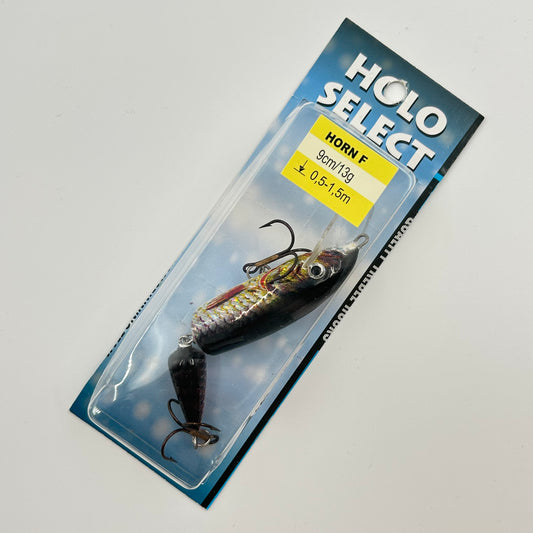 Jaxon Holo Select Horn F Wobbler / Kunstköder mit Drillingshaken glitzer 13g