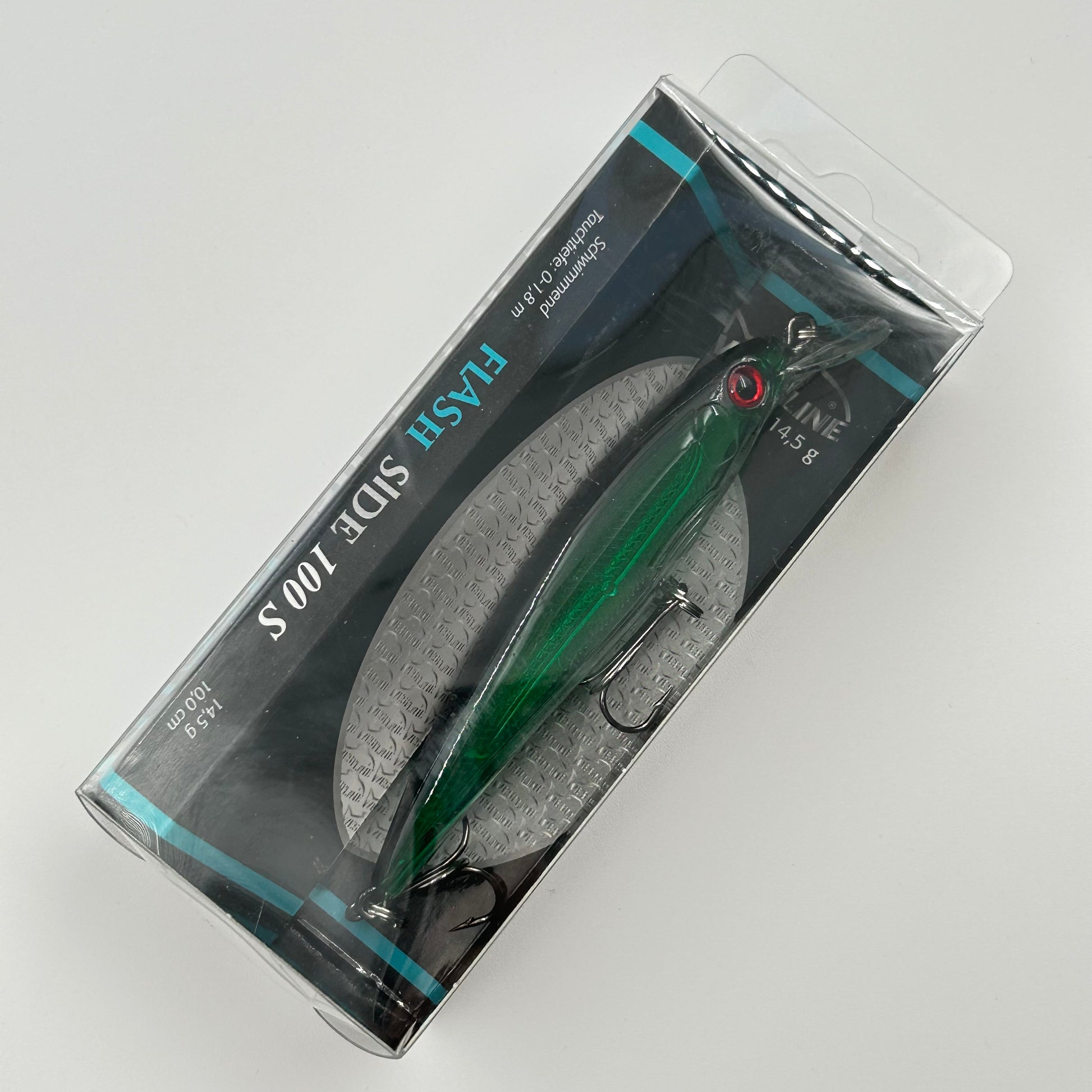 Westline Flash Side 100 S Wobbler / Kunstköder mit Drillingshaken schwarz grün 14,5g