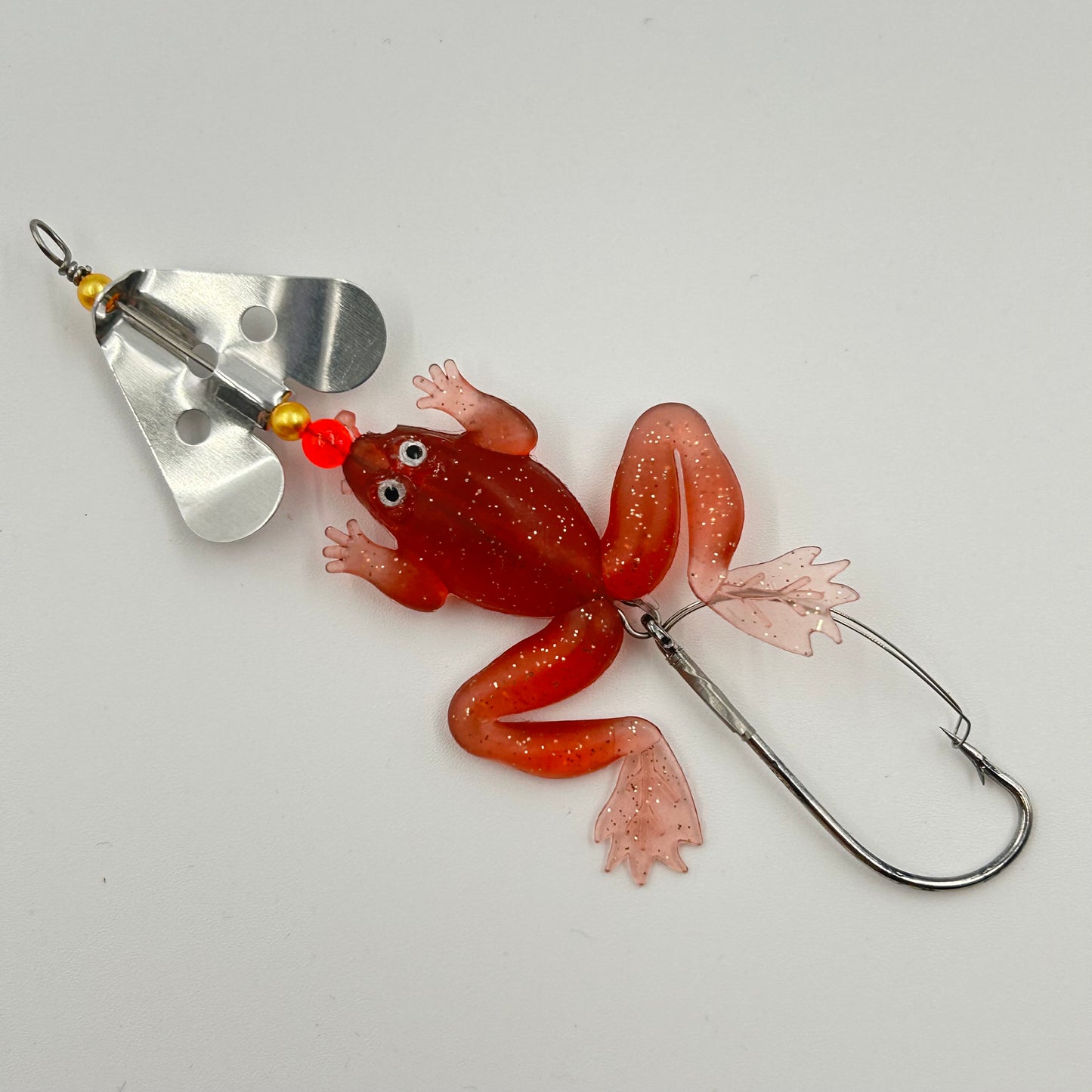 Macho Fishing Spinner Frosch Wobbler / Kunstköder mit Haken Krautschutz rot